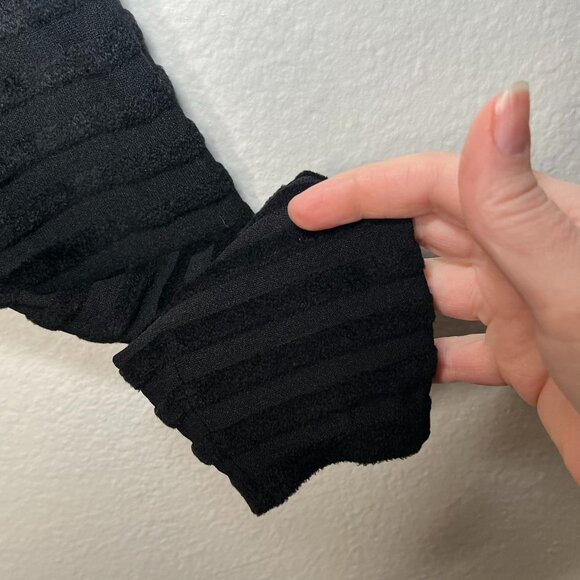 MaxMara womens med Black Textured Striped Knit Sweater boat neck Long Sleeve - Picture 5 of 9